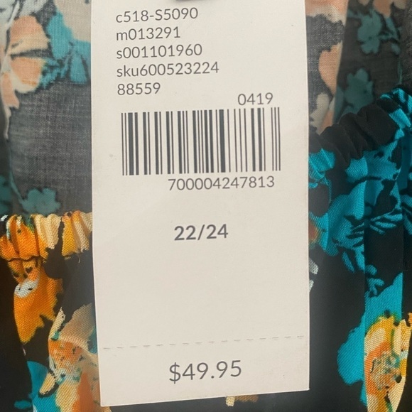 NWT Lane Bryant Floral Off Shoulder Babydoll Whimsigoth  Boho Blouse Size 22/24 - Picture 5 of 9